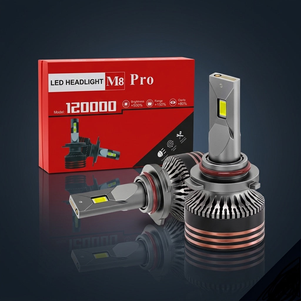 LED M8 Pro 120W Ultra Puissantes – 6000K Blanc (H7 / H11 / H4 / H15)